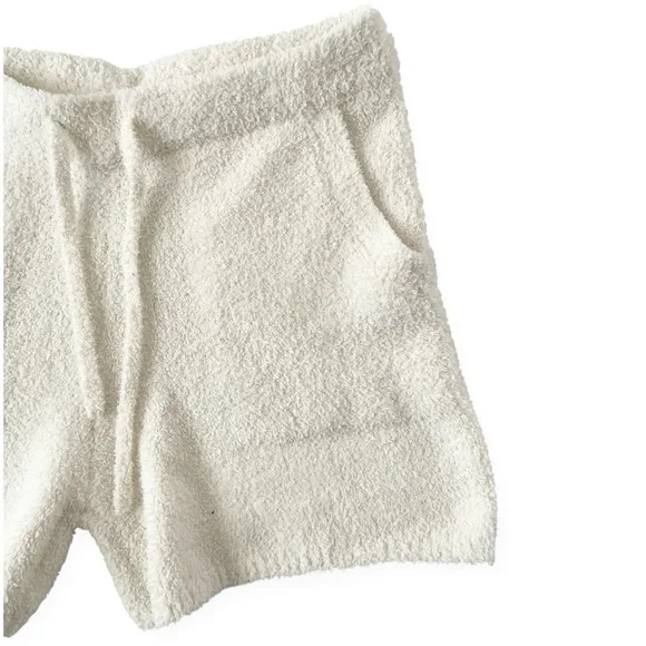 Barefoot Dreams Eco CozyChic Hoodie Lounge Shorts Almond womens small ivory cozy - Picture 2 of 5